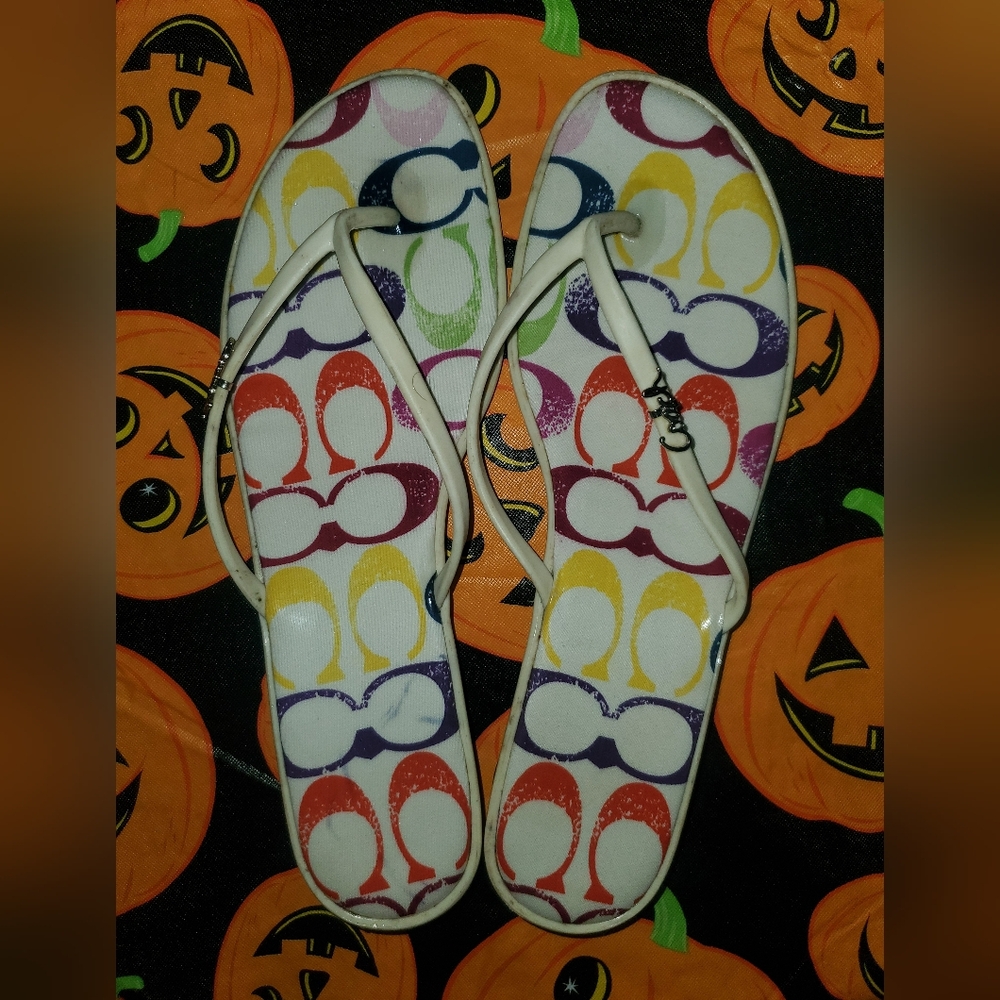 Colorful Coach Flip Flops
